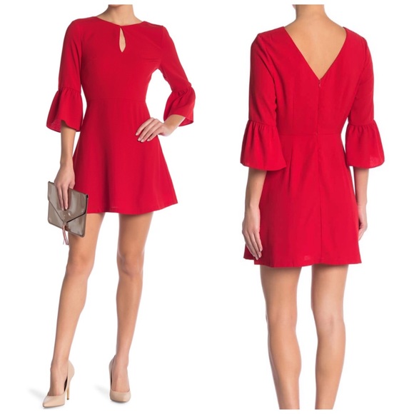 J.O.A. Dresses & Skirts - NWT J.O.A Red Bell Sleeve Dress